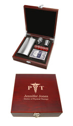 Physical Therapist's Engraved Flask & Gaming Set