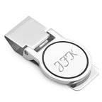 Polished Silver Round Face Engraved Hinged Money Clip - Executive Gift Shoppe
