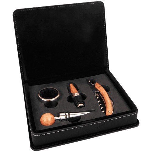 Personalized Black & Gold 4 Piece Wine Tool Set