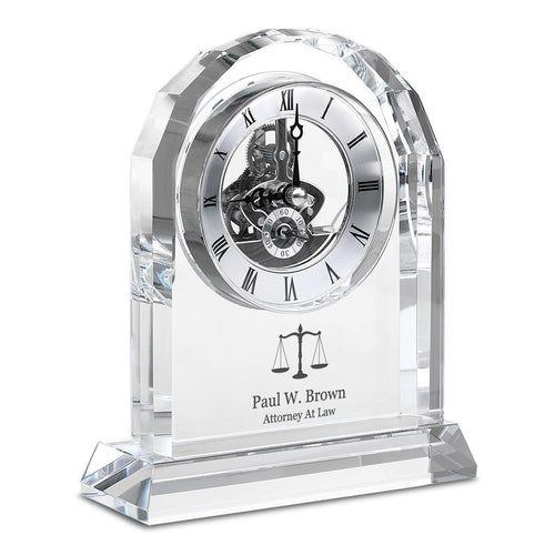 Lawyer Solid Crystal Personalized Quartz Clock With Arched Top