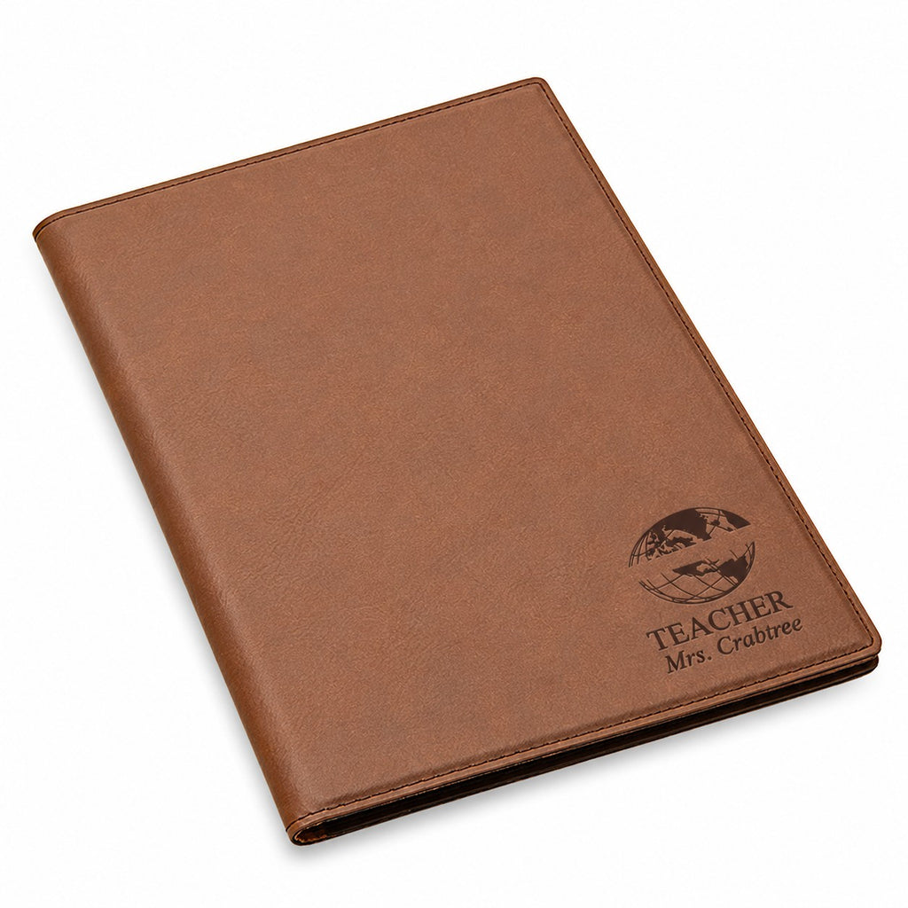 World's Best Teacher Brown Leatherette Mini Portfolio
