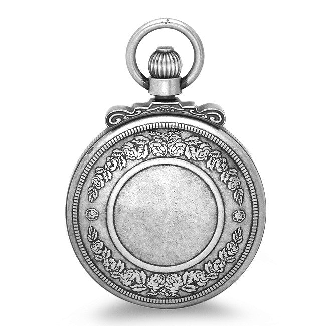 Antique Silver Quartz Railroad Charles Hubert Pocket Watch & Chain #3863-S - Executive Gift Shoppe