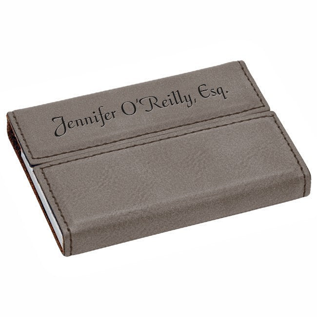 Personalized Gray Business Card Case