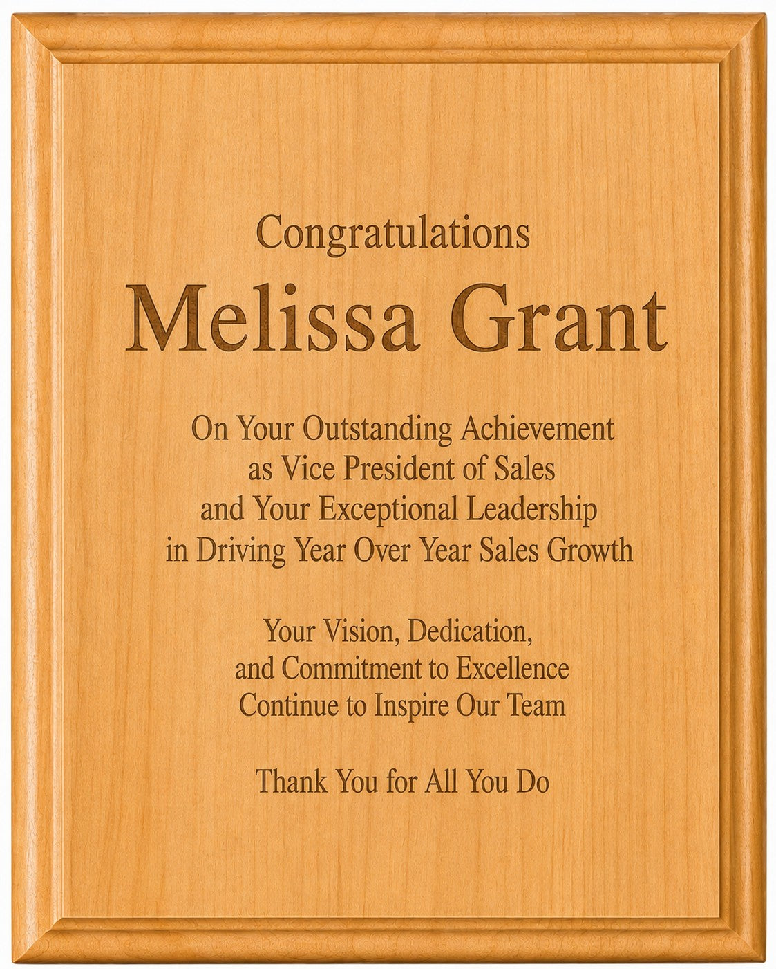Genuine Red Alder Personalized Plaque - 8" x 12"