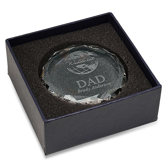 World's Best Dad Round Glass Paperweight