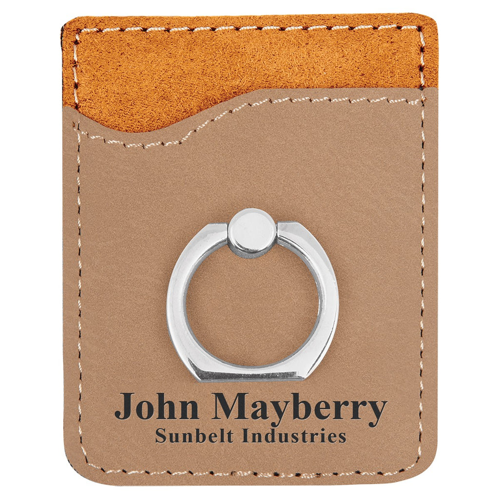 Personalized Light Brown Phone Wallet with Ring