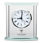 Physical Therapist Personalized Glass Table Clock with Silver Finish Accents