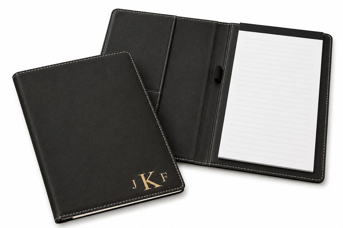 Black Portfolio & Notebook with Roman Monogram