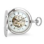 Polished Silver Mechanical Pocket Watch & Chain - Executive Gift Shoppe