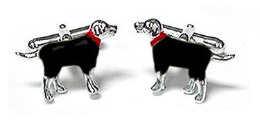 Hand Painted Enamel & Sterling Silver Black Labrador Retriever Cufflinks