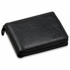 Executive Collection RFID Blocking Black Leather Zipper Wallet