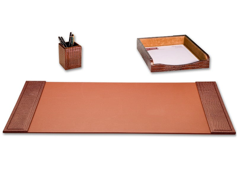3 Piece Crocodile Embossed Leather Set