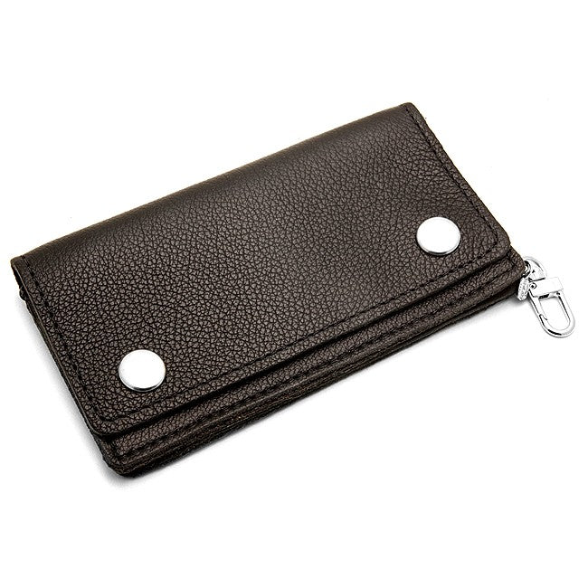 Supersoft Black Leather Biker Wallet with Change Pouch