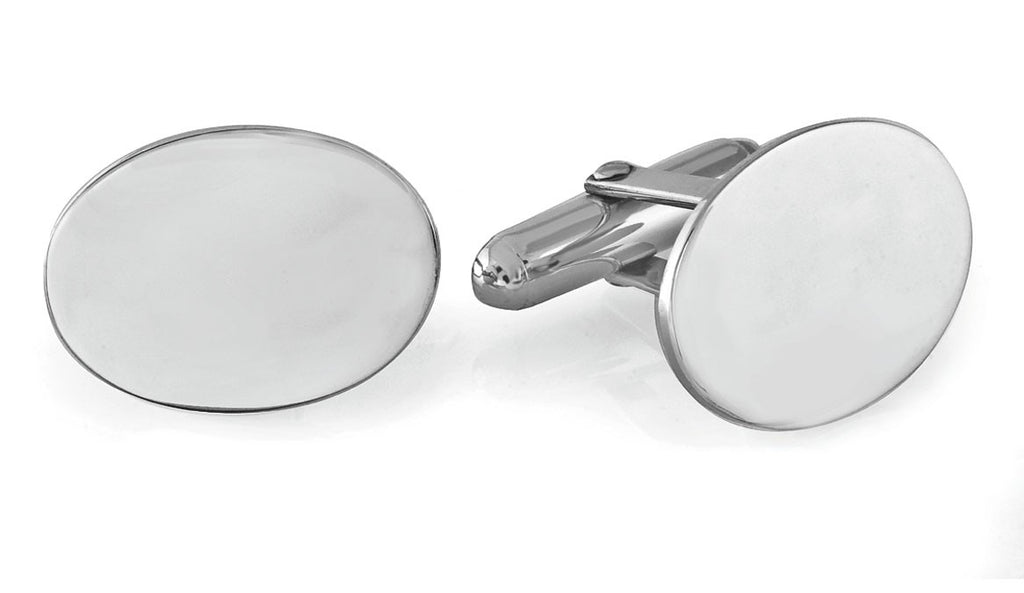Sterling Silver Oval Engravable Cufflinks