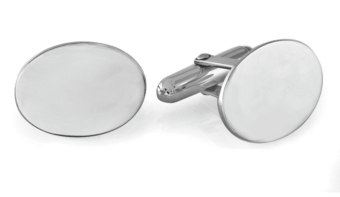 Sterling Silver Oval Engravable Cufflinks