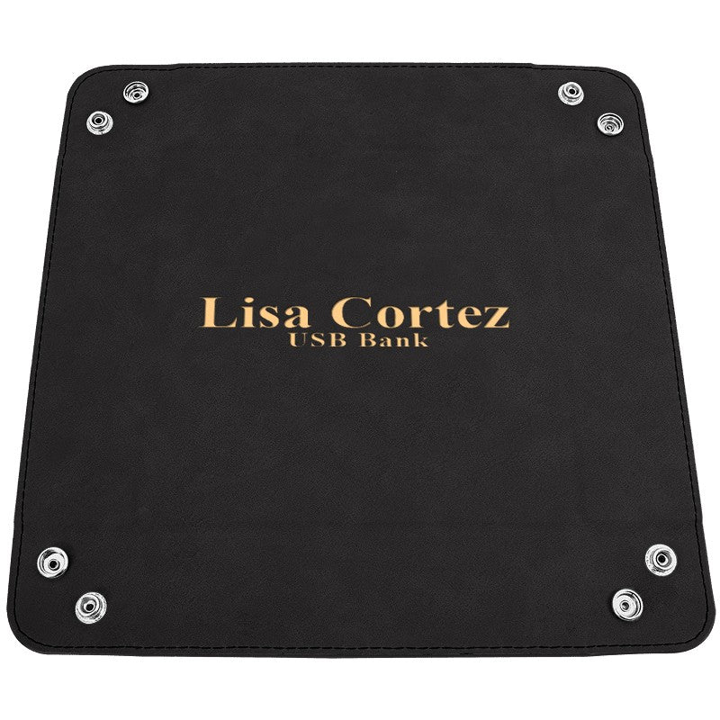 Personalized Black & Gold Men's Valet Tray with Folding Snaps