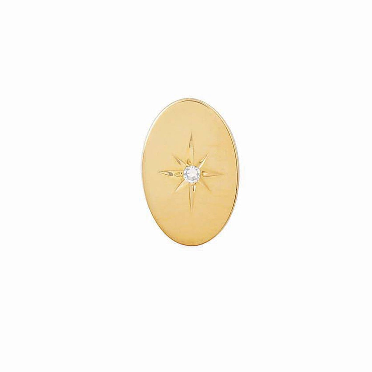 14K Gold Oval Tie Tack With Diamond Inlay
