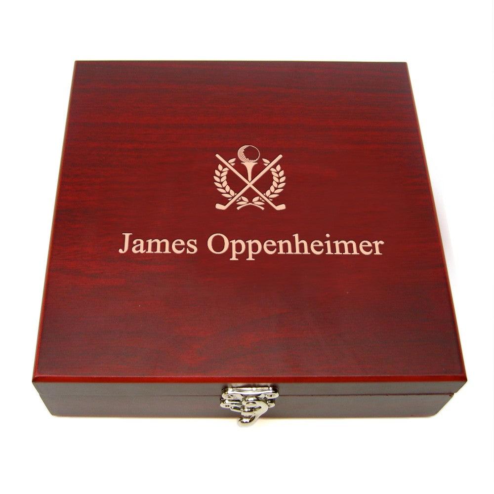 Crossing Golf Clubs Engraved Flask & Gaming Set