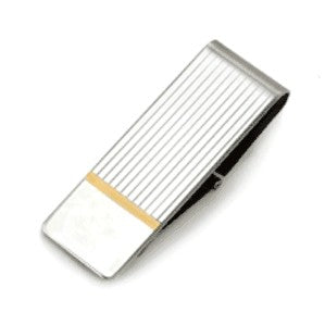 Sterling Silver Hinged Money Clip with 14 Karat Gold Accents - Executive Gift Shoppe