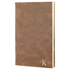Rustic Brown Journal with Black Satin Bookmark with Roman Monogram