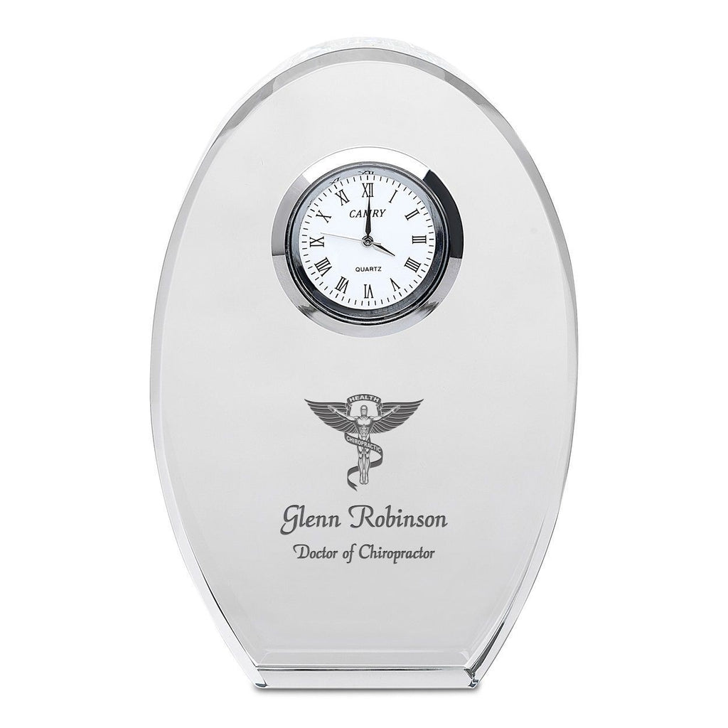 Chiropractor Personalized Oval Crystal Desk Clock