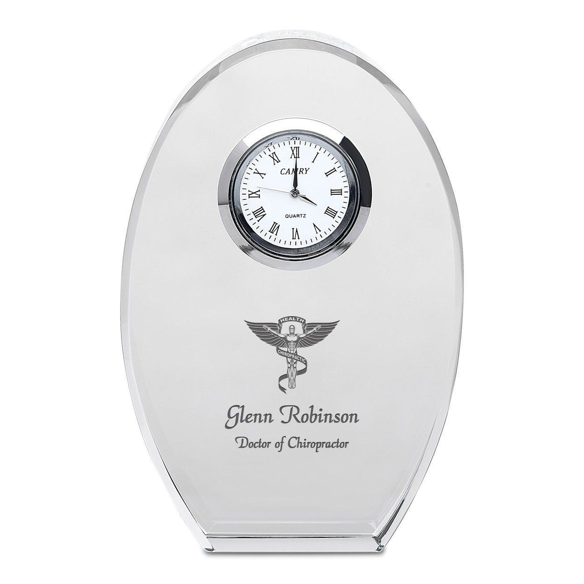 Chiropractor Personalized Oval Crystal Desk Clock