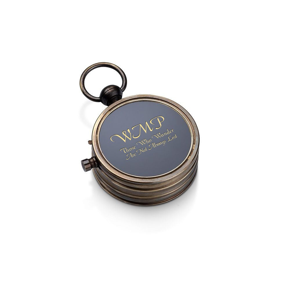 Open Face Brass Compass with Custom Engraving