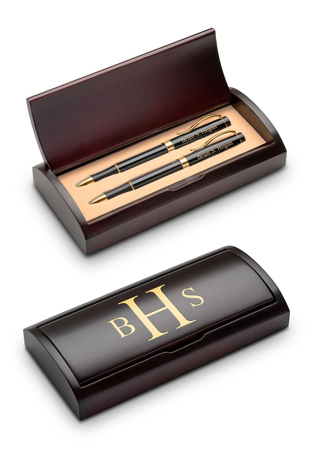 Roman Monogram Theme Personalized Pen & Pencil Set with Wood Box