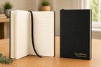 Personalized Black & Gold Journal with Black Satin Bookmark