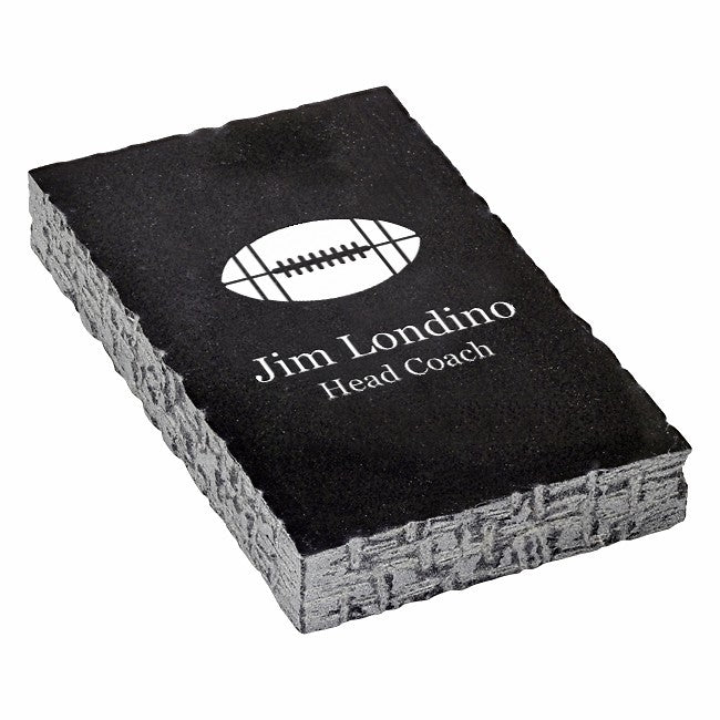 Football Themed Personalized Black Marble Paperweight