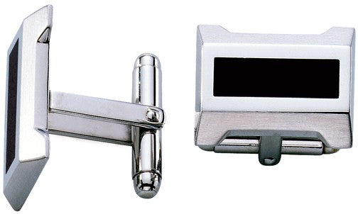 Precision Collection Stainless Steel & Black Lacquer Cufflinks