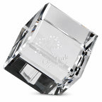 Personalized Crystal Cube Paper Weight with Beveled Corner - 3" x 3"