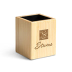 Last Name Monogram Theme Personalized Maple Wood Pen and Pencil Cup