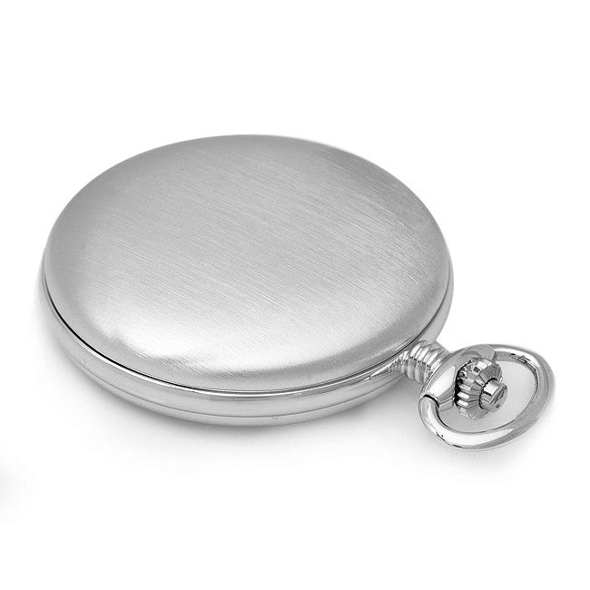 Rhodium Plated Quartz Mens Charles Hubert Pocket Watch & Chain #3726 - Executive Gift Shoppe
