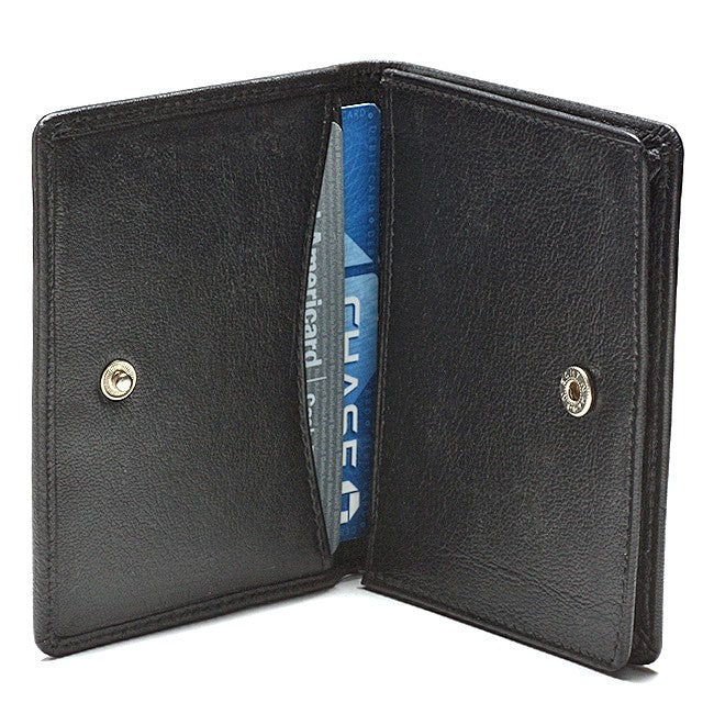 Snap Closure Leather Card Case Wallet - Free Personalization