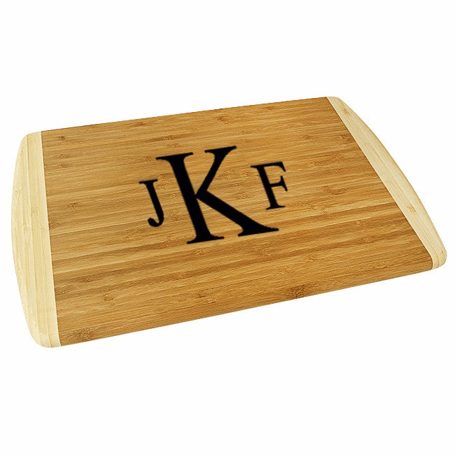 Roman Monogram Two Tone Bamboo Cutting Board - Small