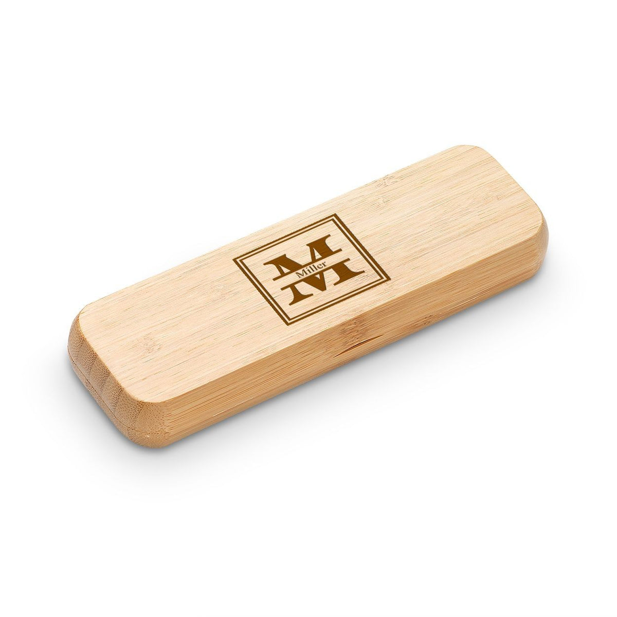 Split Monogram Theme Laser Engrave Bamboo Pen and Box Set