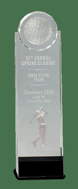 Etched Swinging Golfer With Black Pedestal Base