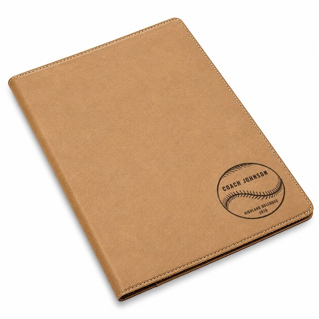 Baseball Coach's Personalized Brown Leatherette Portfolio