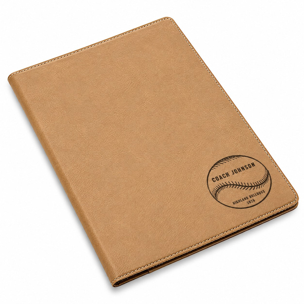 Baseball Coach's Personalized Brown Leatherette Portfolio