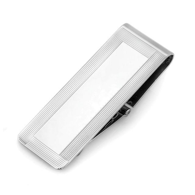 Sterling Silver Border Collection Hinged Money Clip - Executive Gift Shoppe