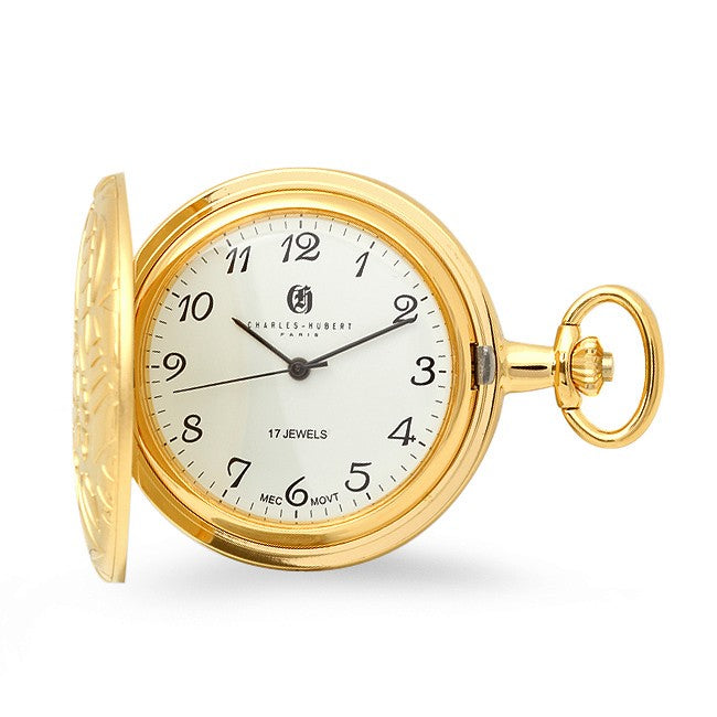 Gold Mechanical Charles Hubert Pocket Watch & Chain #3842 - Executive Gift Shoppe