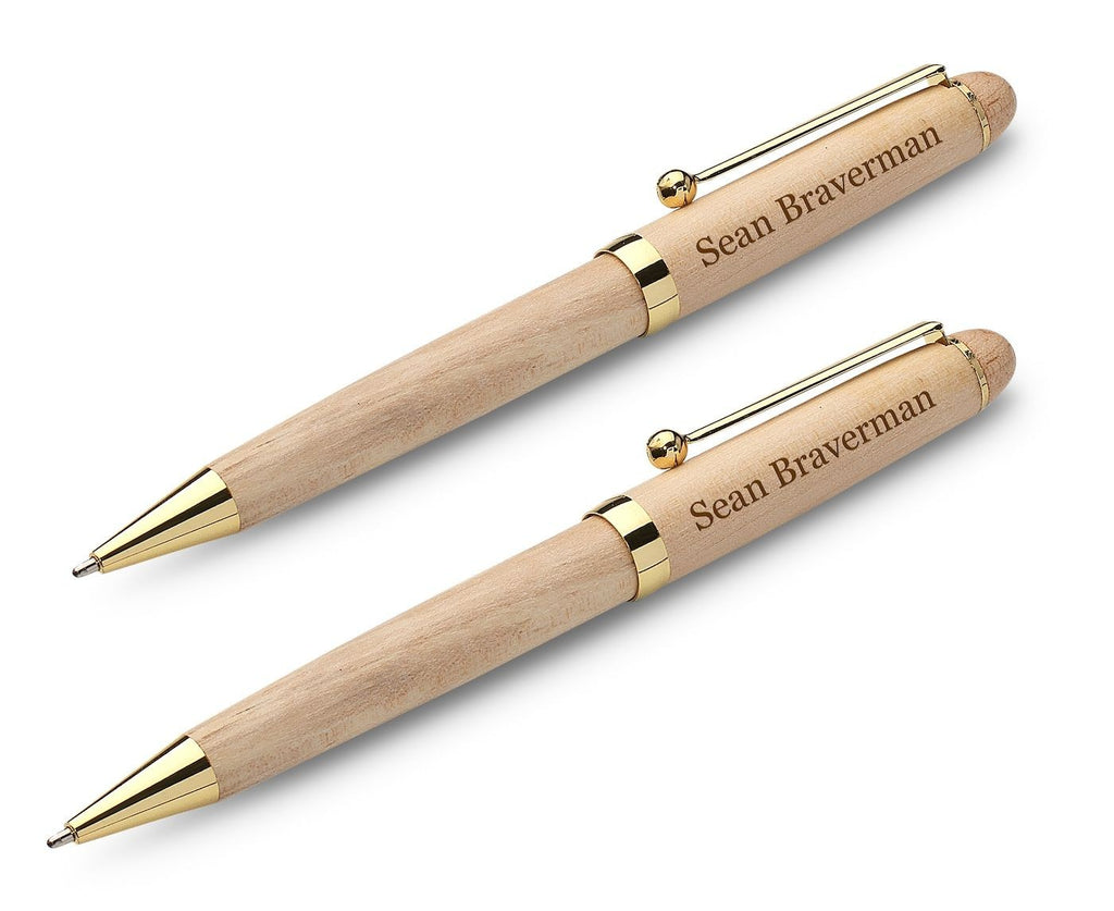Personalized Maple Wood Double Pen and Box Set - Executive Gift Shoppe