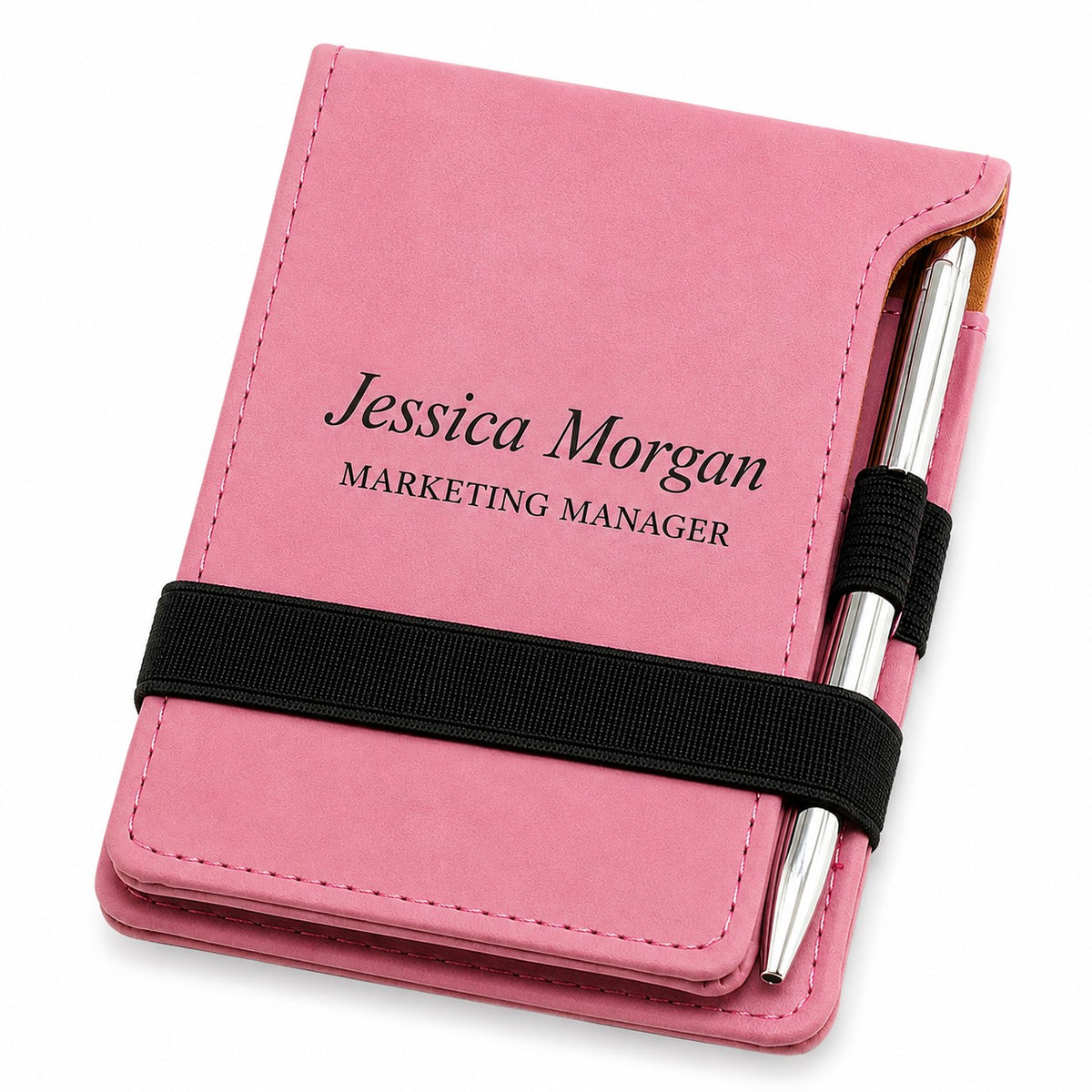 Personalized Pink Leatherette Notepad & Pen