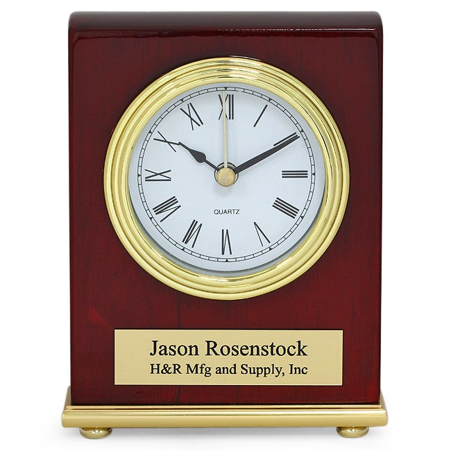 Piano Finish Rosewood Personalized Desk Clock
