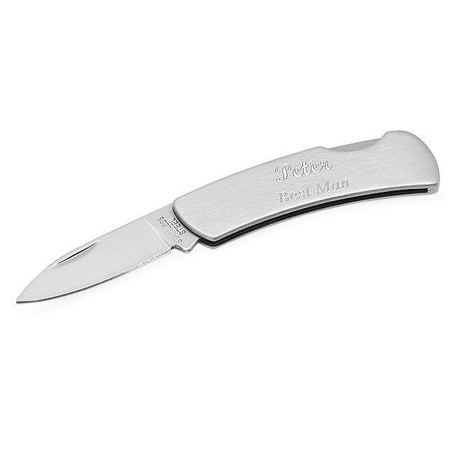 Engraved Stainless Steel Lockback Knife