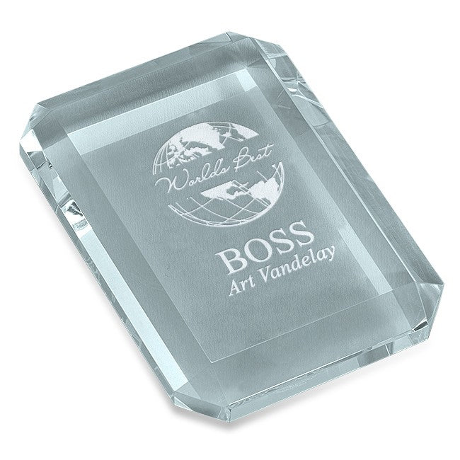 World's Best Boss Rectangular Glass Paperweight