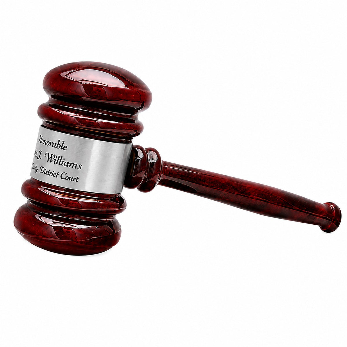 Personalized Rosewood Gavel With Silver Band