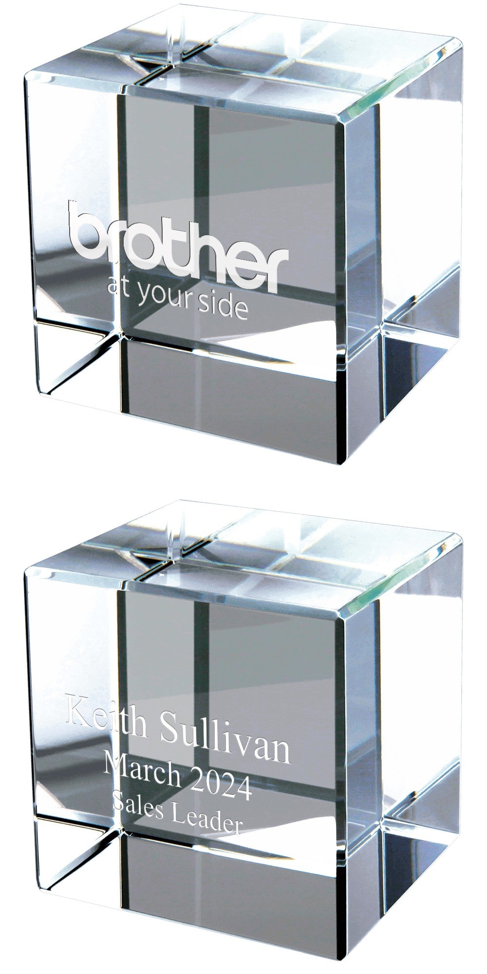 Personalized Crystal Cube Paper Weight - 2" x 2"