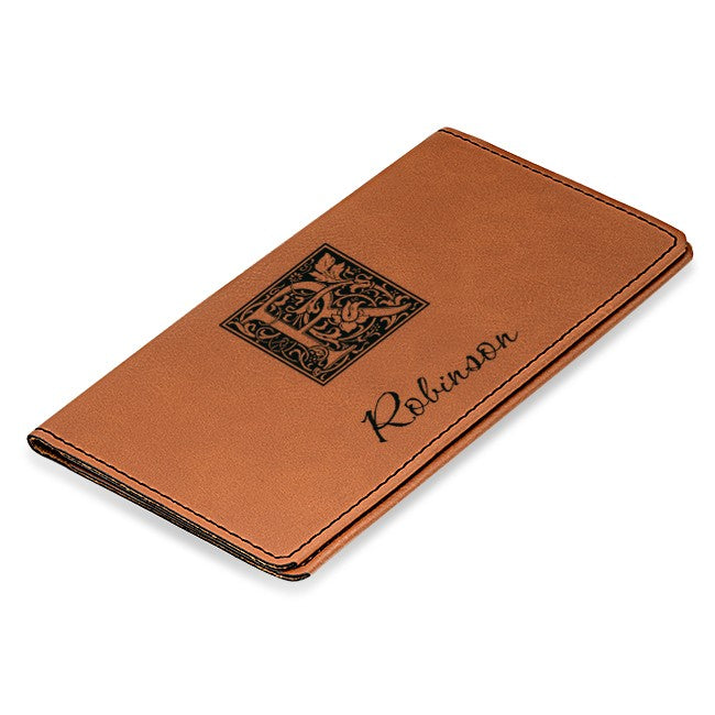 Initial Monogram Rawhide Checkbook Cover
